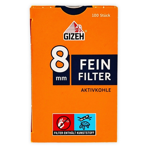 Gizeh Feinfilter mit Aktivkohle Regular Ø8mm 100 Stück Eindrehfilter 2